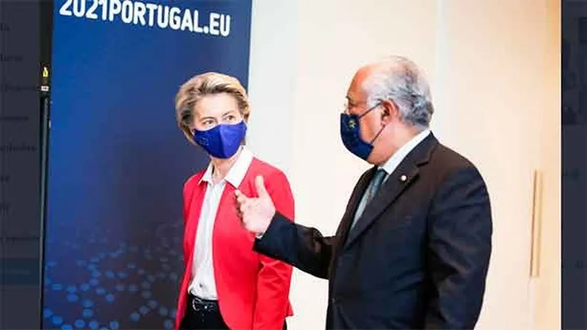 Von del Leyen, en su viaje a Lisboa, favorable a un pasaporte para vacunados. (Foto. @VonderLeyen)