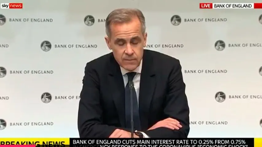 Anuncio sin precedentes de Mark Carney, gobernador del Banco de Inglaterra. (Foto: Sky News)