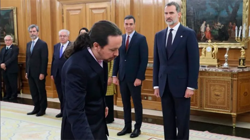 Pablo Iglesias, en el acto de la promesa del nuevo Gobierno. (Foto: @CasaReal)